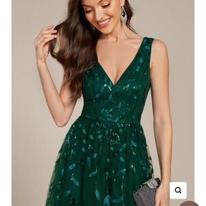 Ever Pretty Green Sequin V Neck Leaf Dress STUNNING BNWT